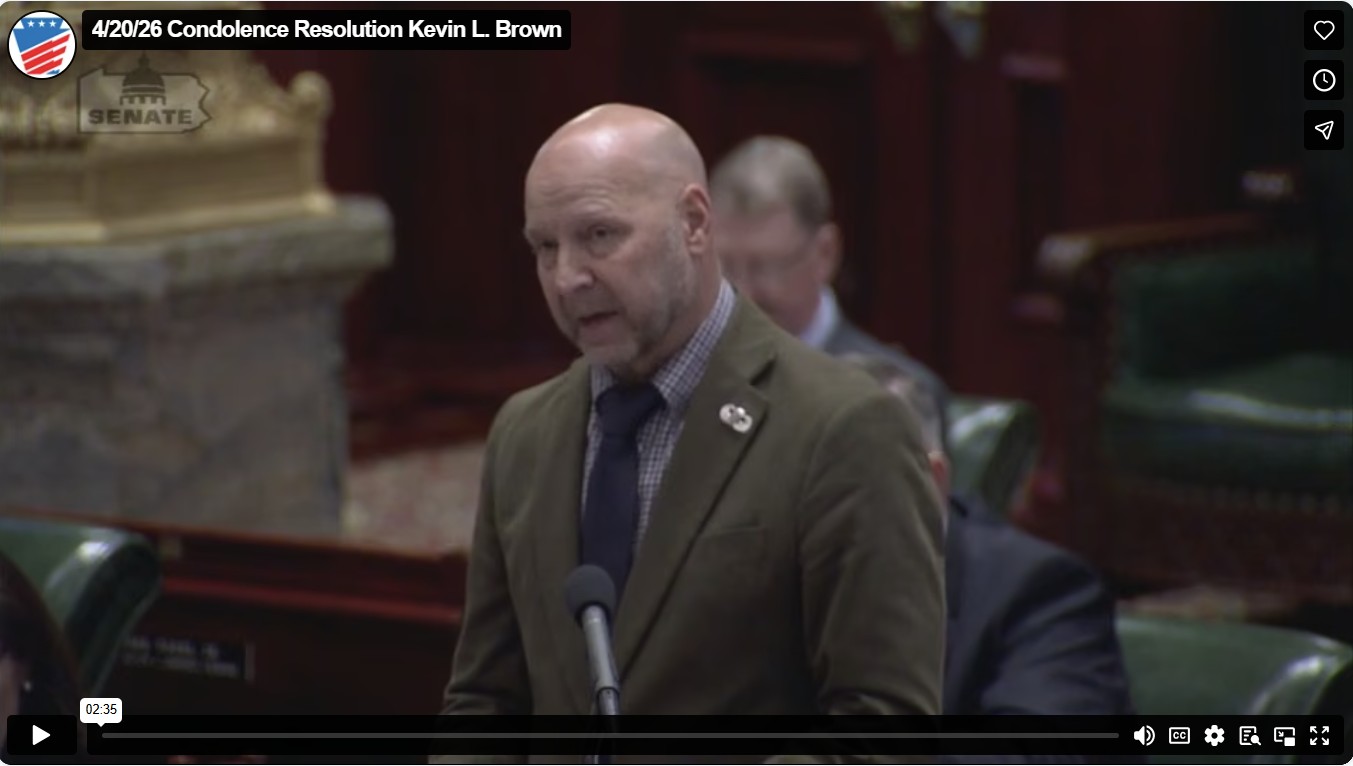 Screenshot of vimeo to Sen. Mastriano's remarks on the Kevin L. Brehm Condolence Memo. 