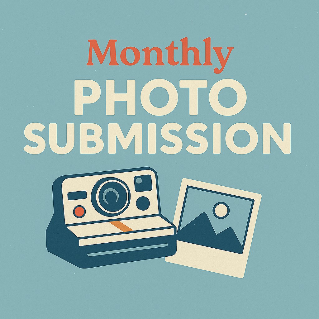 Graphic with a cartoon like camera and polaroid photo included